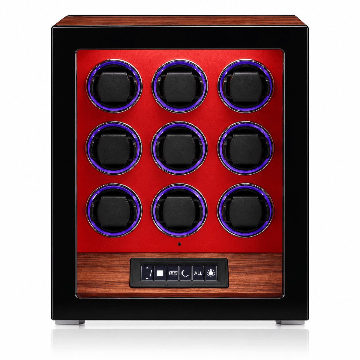 The Time Foundry 9 Slot Watch Winder for Automatic Watches, Rosewood, 12-Point Motor