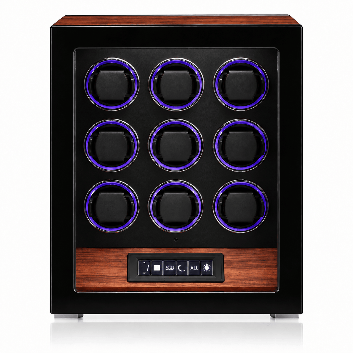 The Time Foundry 9 Slot Watch Winder for Automatic Watches, Rosewood, Black Interior