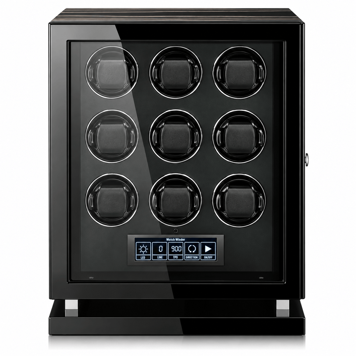 The Time Foundry 9 Slot Watch Winder for Automatic Watches, Wood Grain, Adjustable TPD