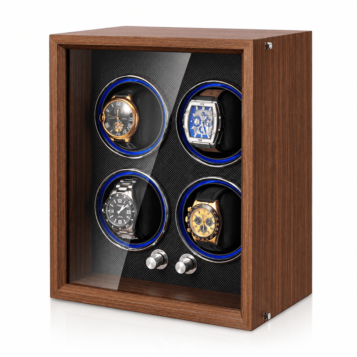 The Time Foundry Aldrick - 4 Slot Wood Grain Watch Winder