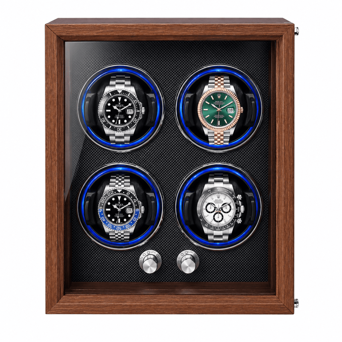 The Time Foundry Aldrick - 4 Slot Wood Grain Watch Winder