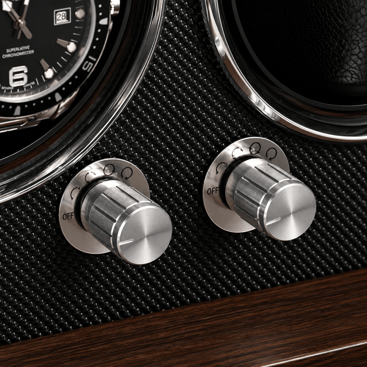 The Time Foundry Aldrick - 4 Slot Wood Grain Watch Winder