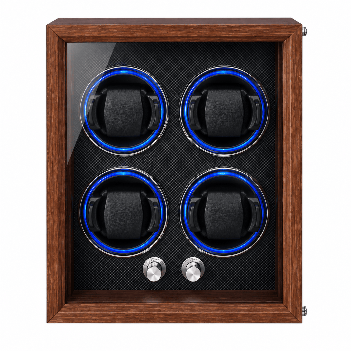 The Time Foundry Aldrick - 4 Slot Wood Grain Watch Winder