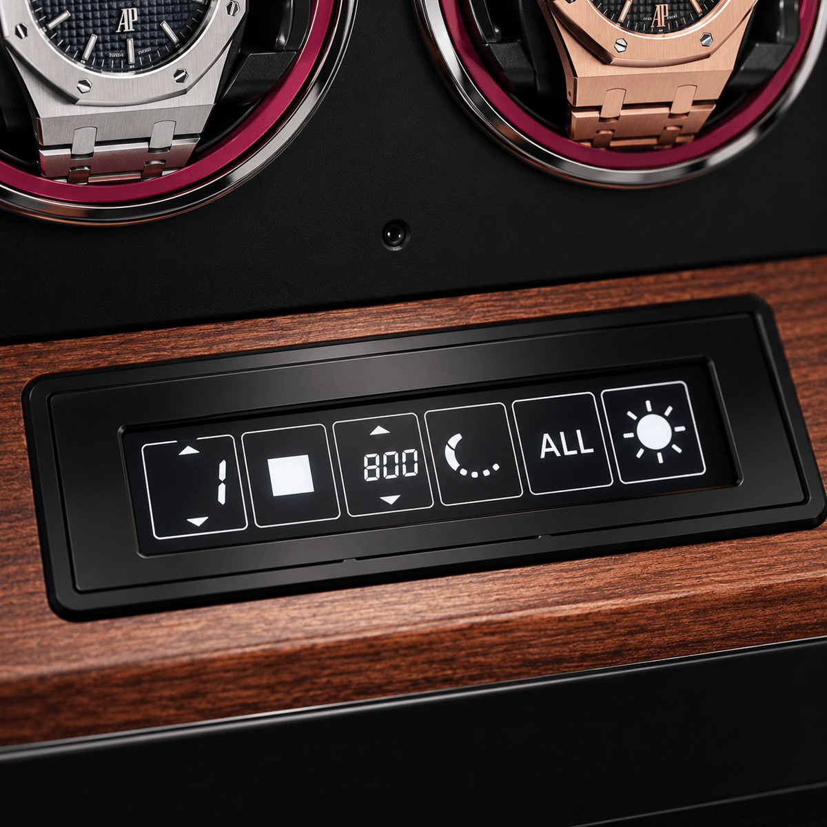 The Time Foundry Dual Watch Winder for Automatic Watches, Rosewood, Fingerprint Lock
