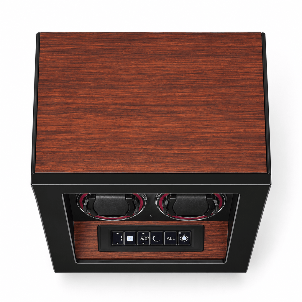 The Time Foundry Dual Watch Winder for Automatic Watches, Rosewood, Fingerprint Lock