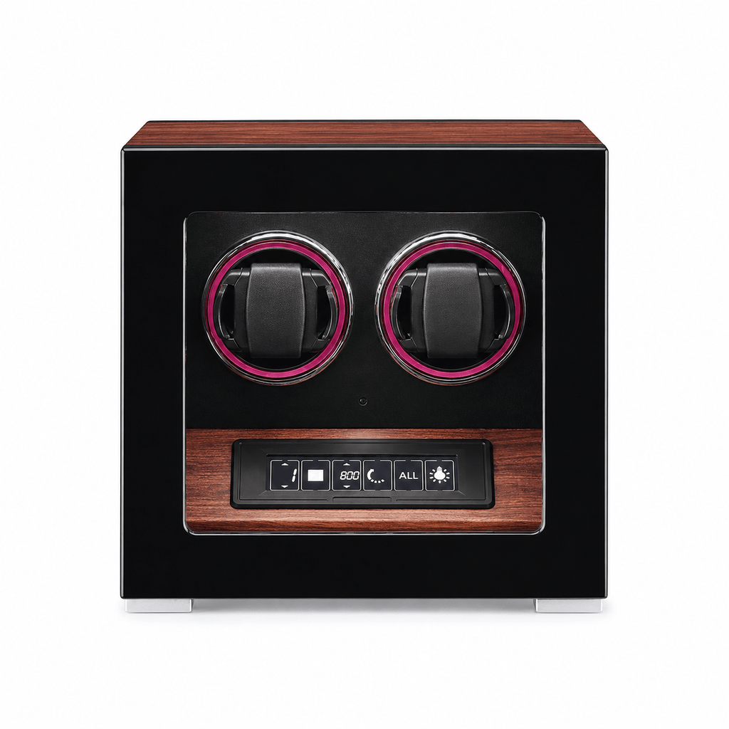 The Time Foundry Dual Watch Winder for Automatic Watches, Rosewood, Fingerprint Lock