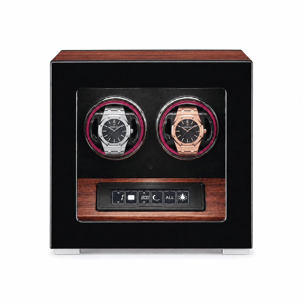 The Time Foundry Dual Watch Winder for Automatic Watches, Rosewood, Fingerprint Lock