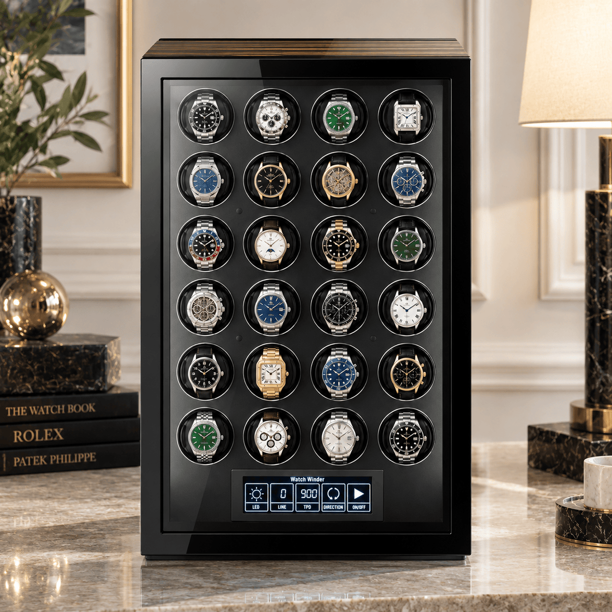 The Time Foundry Valeron - 24 Slot Rosewood Watch Winder
