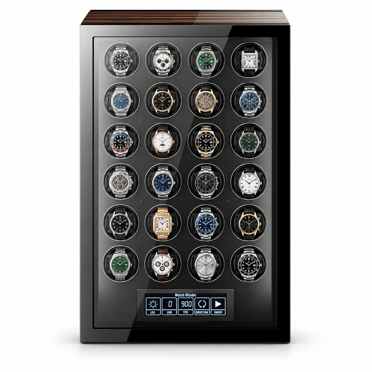 The Time Foundry Valeron - 24 Slot Rosewood Watch Winder
