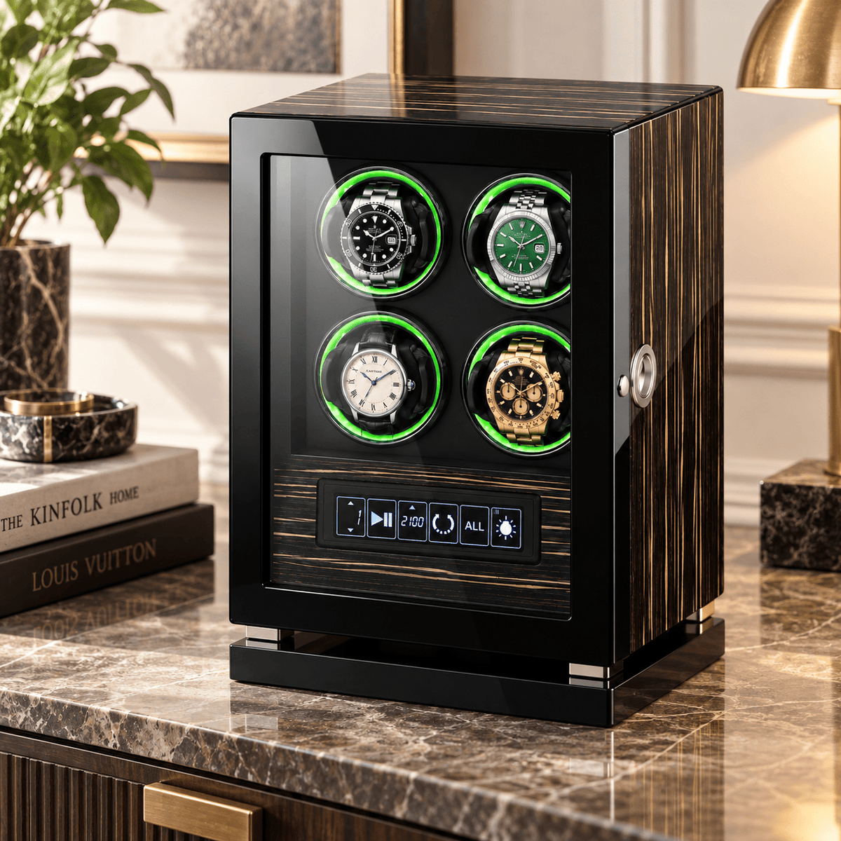The Time Foundry Valeron - 4 Slot Rosewood Watch Winder